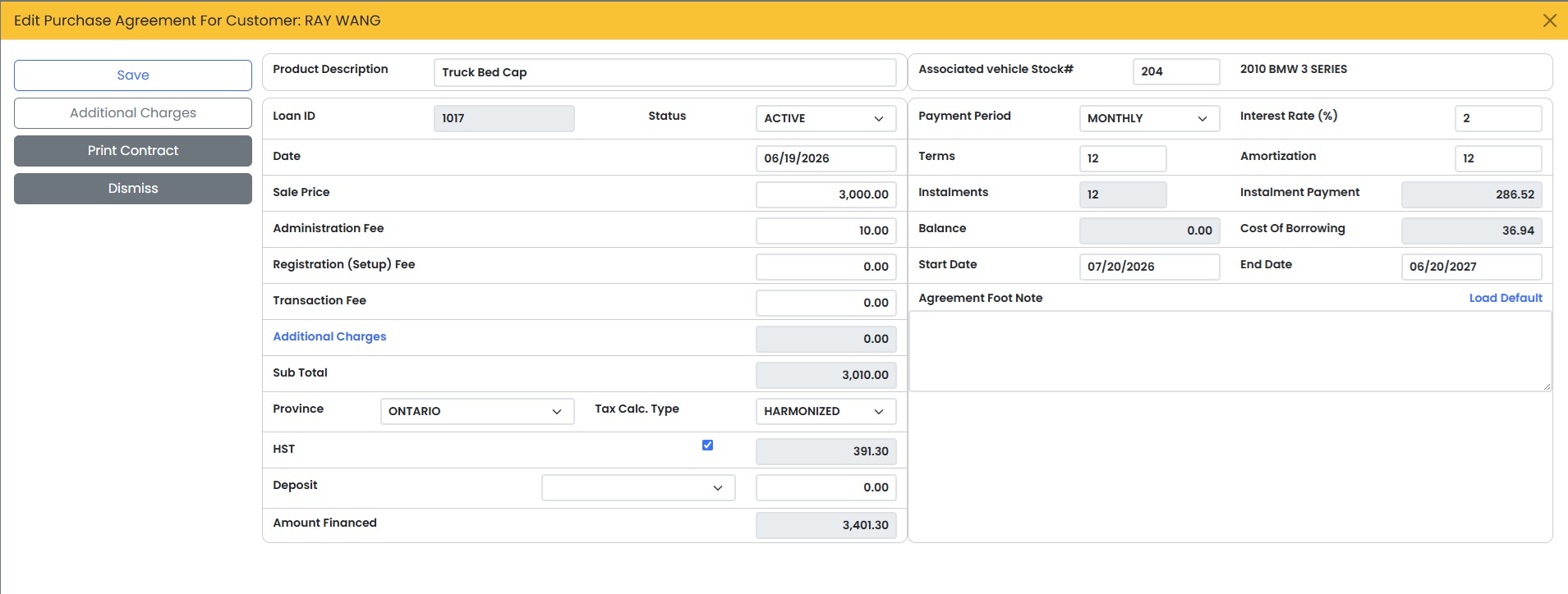 Add-On Financing